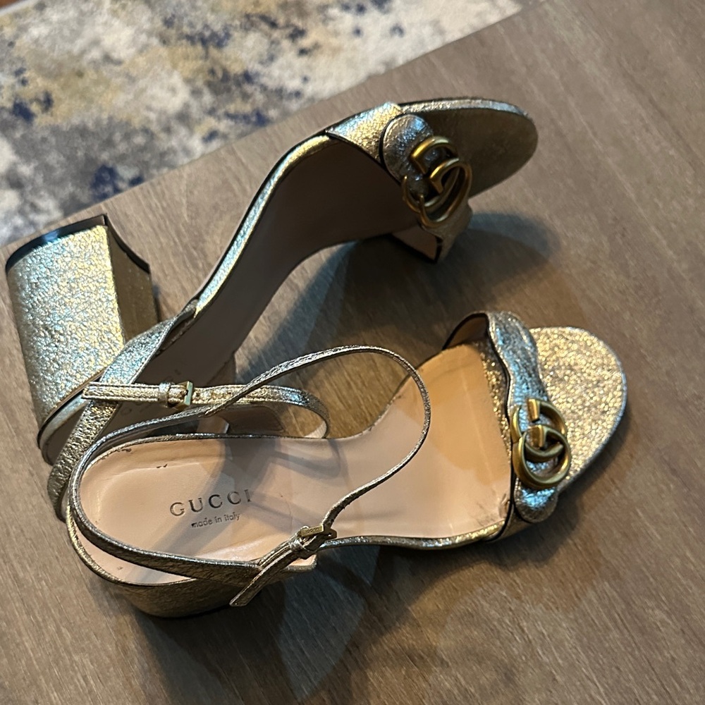 Gucci Gold Textured Heels